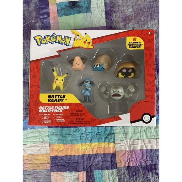 Jazwares Other - Pokemon Battle Ready 6 Figure Multi-Pack Pikachu Cleffa Omanyte Kabuto Geodude